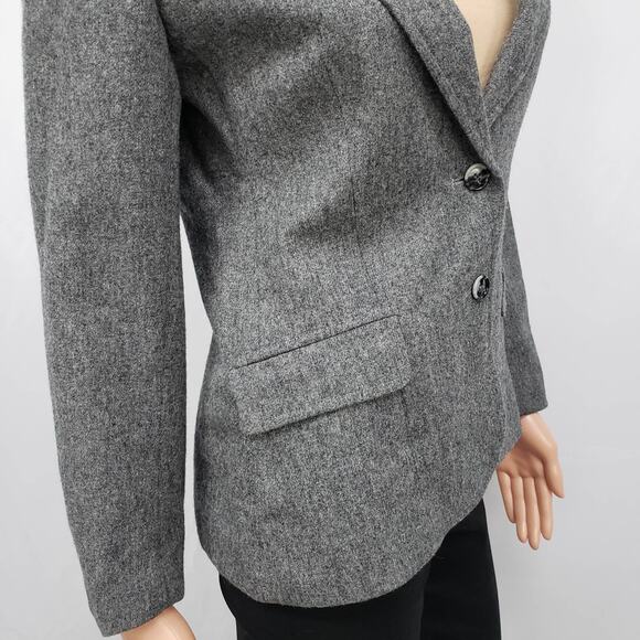 Vintage Union Made 1980s Evan Picone Petite Pure Wool Blend Blazer Jacket Gray S - Picture 6 of 12